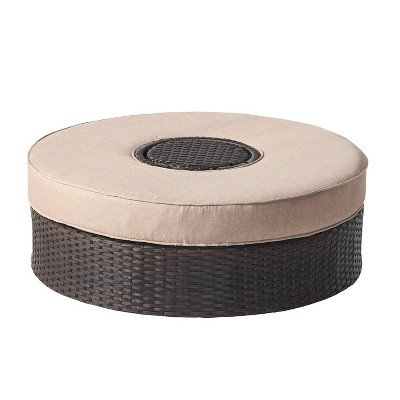 Christopher Knight Home 32.5"x12" Madras Wicker Outdoor Patio Ottoman with Ice Bucket  Brown/Textured Beige