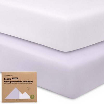 KeaBabies 2pk Soothe Waterproof Fitted Mini Crib Sheets for Girl, Boy, 100% Organic Soft Cotton Pack and Play Sheets