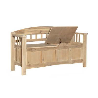Aria Rustic Natural Wash 52" Split Seat Storage Bench