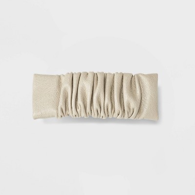 Rouched Faux Leather Barrette Hair Clip - A New Day™ Ivory