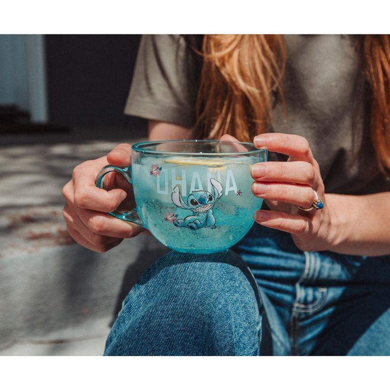 Silver Buffalo Disney Lilo & Stitch Ohana Glass Coffee Mug | Holds 16 Ounces, 2 of 7