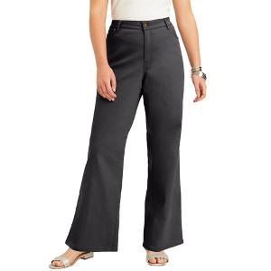 June + Vie by Roaman's Women's Plus Size Curvie Fit Wide-Leg Jeans - 1 of 4