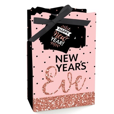 Big Dot of Happiness Rose Gold Happy New Year - New Year's Eve Party Favor Boxes - Set of 12