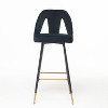 Velvet Bar Stools with Back Support and Footrest, Modern Upholstered Kitchen Island Chairs, Wide Wide Cushion Counter Stools for Bar Cafe, Set of 2 - 2 of 4