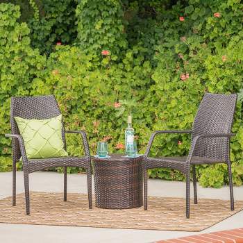 Downing 3pc Wicker Chat Set - Multibrown - Christopher Knight Home
