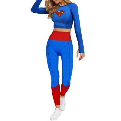 Imperial Smelten duif Supergirl Womens Cosplay Active Workout Outfits – Legging And Shirt 2pc  Sets Superman By Maxxim X-large : Target