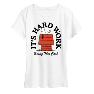 Women's - Peanuts - Hard Work Being Cool Snoopy Short Sleeve Graphic T-Shirt - 1 of 4