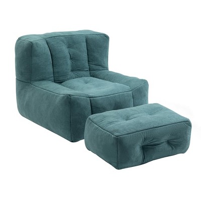 GustoWave Fluffy Bean Bag Chair, Comfortable Bean Bag, Super Soft Lazy Sofa Chair with Memory Foam and Ottoman, 38.6''*36.6''*30.1''