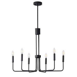 Dewdrop 6-Light Black Chandelier, Modern Industrial Candle Style Pendant Ceiling Light for Kitchen Island Dining Room Entryway - 1 of 4