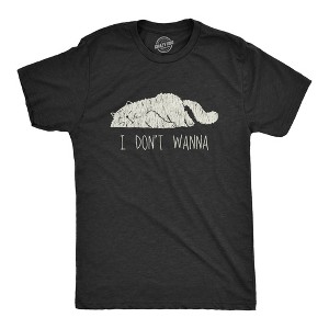 Mens I Don't Wanna T Shirt Funny Lazy Sleepy Cat Novelty Graphic Tee For Guys - Crazy Dog Men's T Shirt - 1 of 4