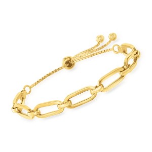 Ross-Simons Italian 18kt Gold Over Sterling Paper Clip Link Bolo Bracelet Size - 1 of 4