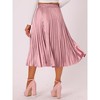 INSPIRE CHIC Women's Party Elastic Waist Metallic Shiny Accordion Pleated Midi Skirt - 4 of 4