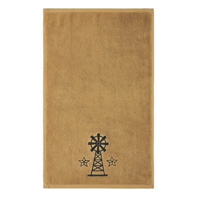 Black Windmill & Stars Tan Hand Towel Set of 2 16x26  VHC Brands