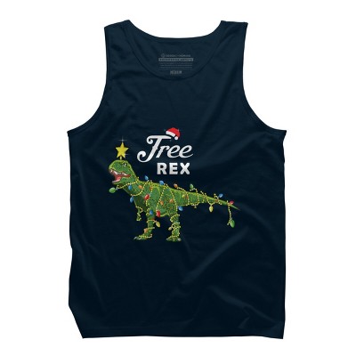 Men's Design By Humans Dinosaur Christmas Tree Rex Christmas Gift By amitsurti Tank Top
