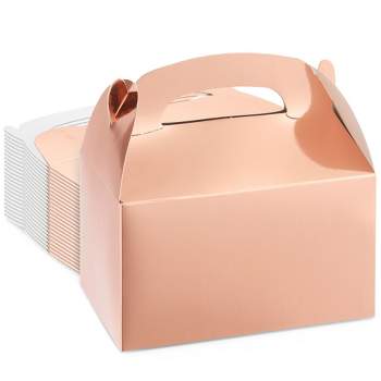 Juvale 24-Pack Treat Boxes - Candy Gable Boxes for Party Favors, Birthday, Wedding, Baby Shower (Rose Gold, 6.2x3.5x3.6 In)