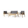 Outdoor Chat Set, Patio Furniture Set for 4 People, Wood Legs, Rattan Seats, Seats with Table, Loveseats-Coolbibila - 4 of 4