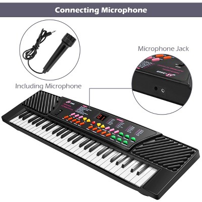 54-Key Black and White Electronic Keyboard with Microphone