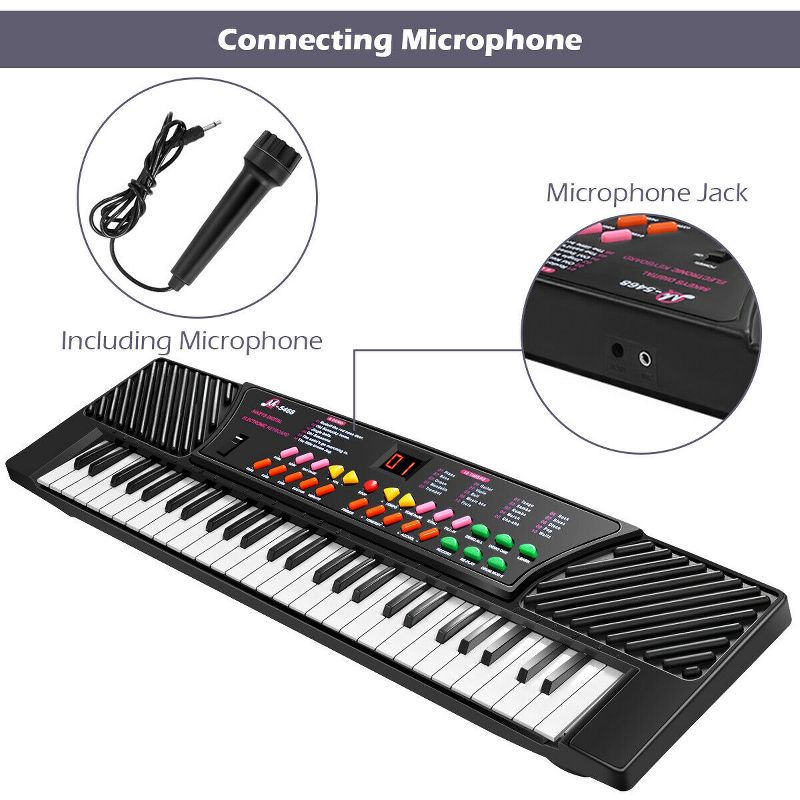 Costway 54 Keys  Electronic Music Keyboard Kid Piano Organ W/Mic & Adapter, 5 of 10