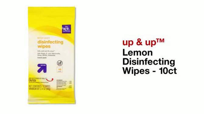 Lemon Disinfecting Wipes - 10ct - up &#38; up&#8482;, 2 of 5, play video