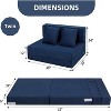 Folding Sofa Bed, Foldable Couch Bed with Pillow, Convertible Sleeper Chair Mattress, Futon Floor Couch with Memory Foam Washable Cover, Blue - 3 of 4