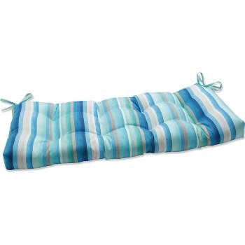 44"x18" Outdoor/Indoor Blown Bench Cushion Dina Seaside Blue - Pillow Perfect