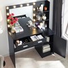 Vanity Desk And Stool Set, With Mirror & 11pcs LED Light Bulbs Makeup Vanity Table With 2 Open Shelves, 2 Drawers, 1 Makeup Stool For Living Room - 3 of 4