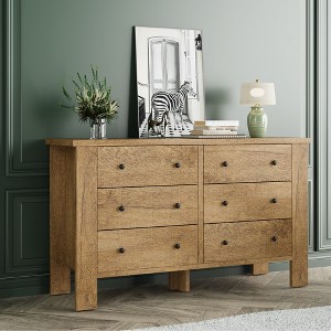Whizmax Dresser for Bedroom with 6 Drawers, Wood Drawer Dresser with Metal Handle, Chest of Drawers for Bedroom, Living Room, Hallway, Home Office - 1 of 4