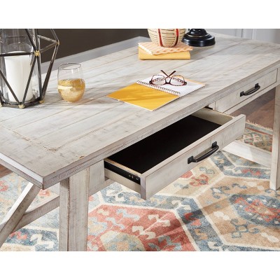 Transitional 60'' White Pine Home Office Desk with USB Port
