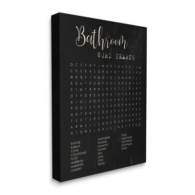 Stupell Industries Bathroom Word Search Activity over Distressed Black
