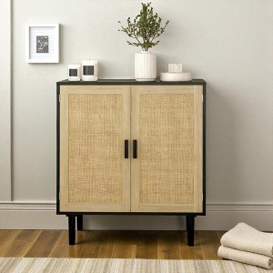 Mshliw 31.5" Rattan Sideboard Buffet Cabinet with 2 Doors and Shelves, Particle Board Storage Credenza for Living Room, Dining Room, or Entryway - 1 of 4