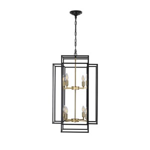 BAOURE 18in Modern 8 Light Black Farmhouse Pendant Light Chandelier, Industrial Adjustable Hanging Light for Living Room Dining Room Foyer - 1 of 4