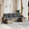 vidaXL Patio Sofa Set with Cushions Outdoor Furniture 6 Piece Poly Rattan - Gray without storage - 2 of 4