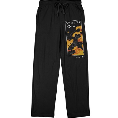 Naruto Shippuden Sasuke Flames Men's Black Qt Sleep Pajama Pants : Target