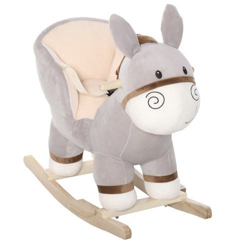 Qaba Kids Rocking Chair Plush Ride On Rocking Horse Donkey With