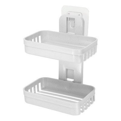 Unique Bargains Plastic Soap Dish Keep Soap Dry Soap Cleaning Storage Drill Free Soap Holder for Home Bathroom Kitchen 1 Pc