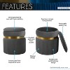 Sapphtopaz 1PC Modern Velvet Ottoman with Storage Round Upholstered Foot Stool with Tufted,Small Storage Ottoman for Living Room,Bedroom - 2 of 4