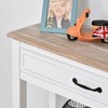 Resenkos Modern Style Sofa Console Entry Hallway Table with Drawer and Shelves, Sturdy Build, Old Log Color Desktop, Large Storage, White - 2 of 4
