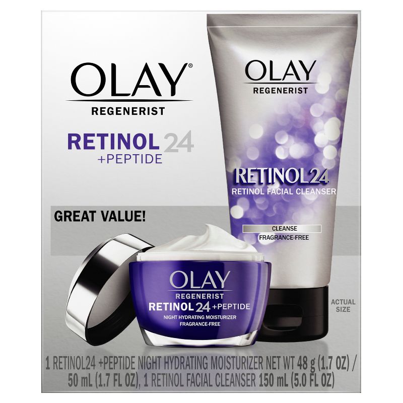 Olay Regenerist Retinol 24 + Peptide Face Wash and  Moisturizer - Duo Pack - 5 fl oz/1.7oz, 1 of 11