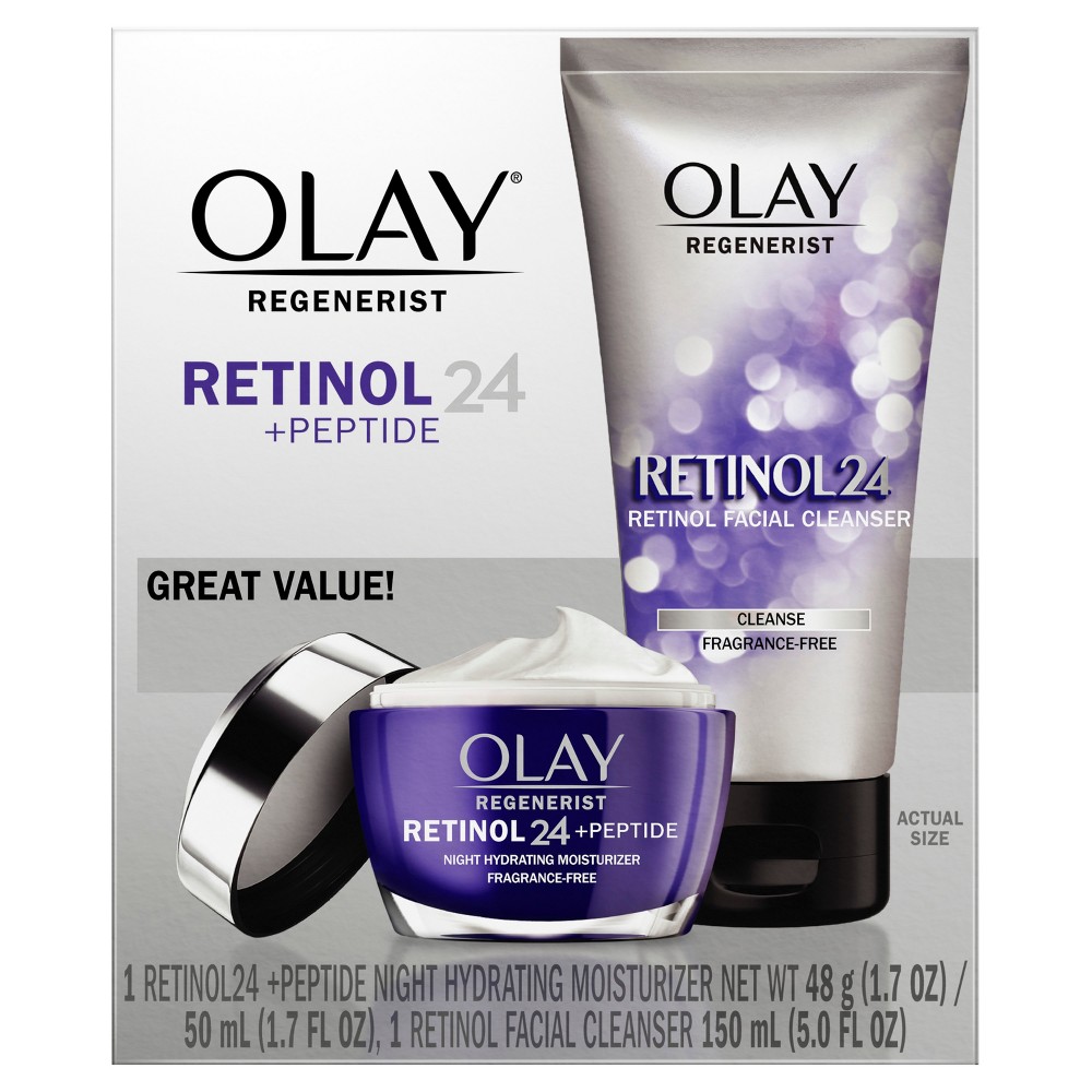 Photos - Cream / Lotion Olay Regenerist Retinol 24 + Peptide Face Wash and Moisturizer - Duo Pack 