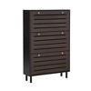 PDTEND Minimalist Black Storage Shoe Cabinet with 3 Flip Drawers,  Hanging Hooks and Adjustable Panel for Entryway - 2 of 4