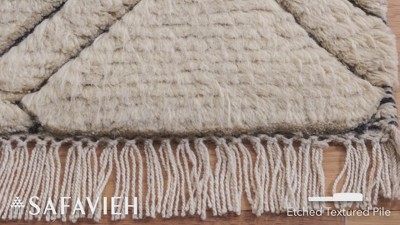 Ivory Hand-Knotted Wool Shag Rug, 9' x 12'