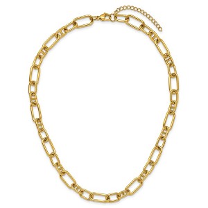 Chisel Stainless Steel Polished Yellow IP-Plated 9mm 17" Plus 2" Extension Open Link Necklace - 1 of 4