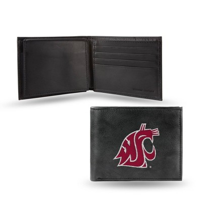 NCAA Washington State Cougars Embroidered Genuine Leather Billfold Wallet