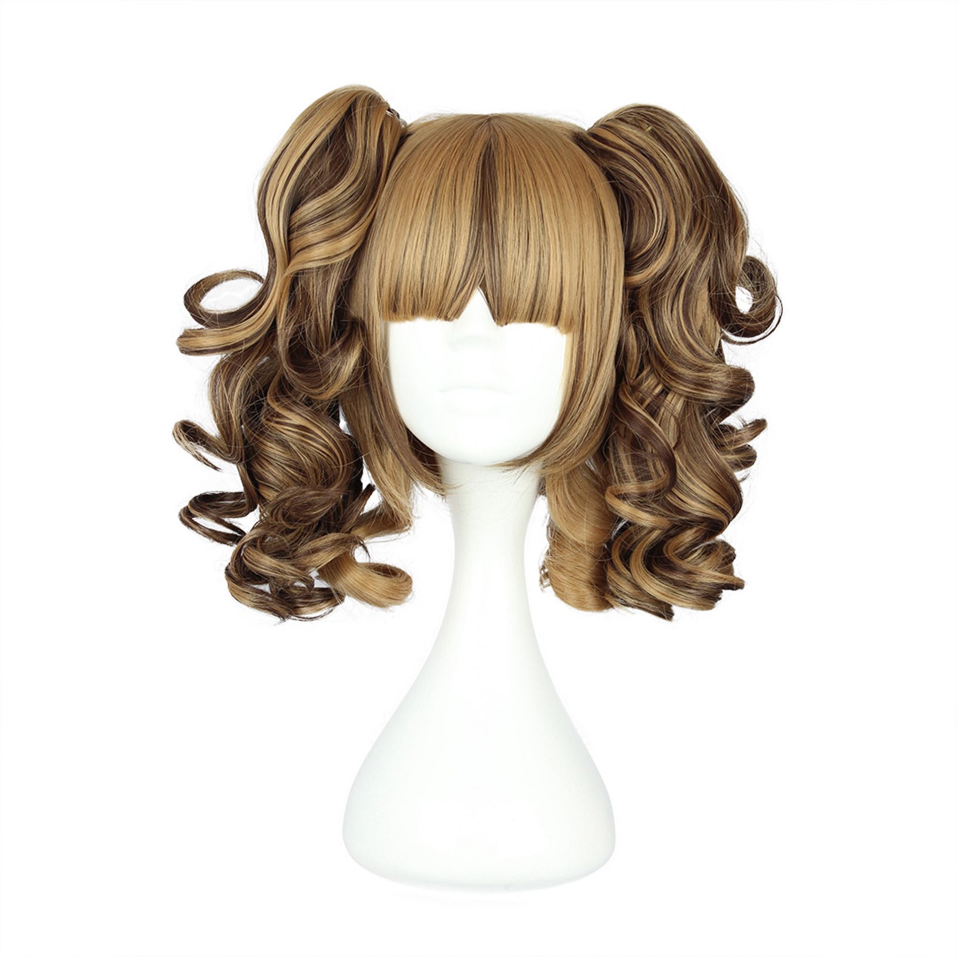 Unique Bargains Women's Curly Shoulder Length Ponytail Human Hair Wigs 14" with Wig Cap