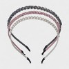 Hair Essentials Women's 3-Pack Rhinestone Headbands for Women - Sparkling Crystal Braided Headbands - Pink, White, and Black Colors - 3 of 4