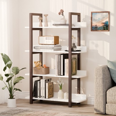 Sevobal Decorative Bookshelf, Modern Bookcase with Sturdy Frame, Floor-standing Bookshelf for Bedroom Living Room Office, White, 31.4"*11.8"*47.2"
