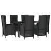vidaXL Patio Dining Set Black PE Rattan, Powder-Coated Steel, Tempered Glass - 3 of 4