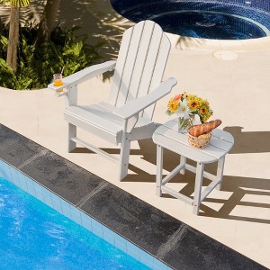 Costway 2 PCS Patio Adirondack Chair Side Table HDPE Weather Resistant Cup Holder Navy/White - 1 of 4
