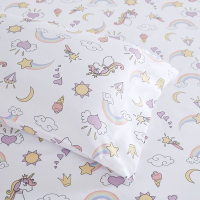 Magical Unicorn Pink Microfiber Twin XL Kids' Sheet Set