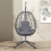 VisioGear Egg Chairs, Patio Egg Chair with Stand, Patio Hanging Egg Chair for Bedroom Living Room Balcony, Dark Gray, 37.4"*37.4"*77" - 3 of 4